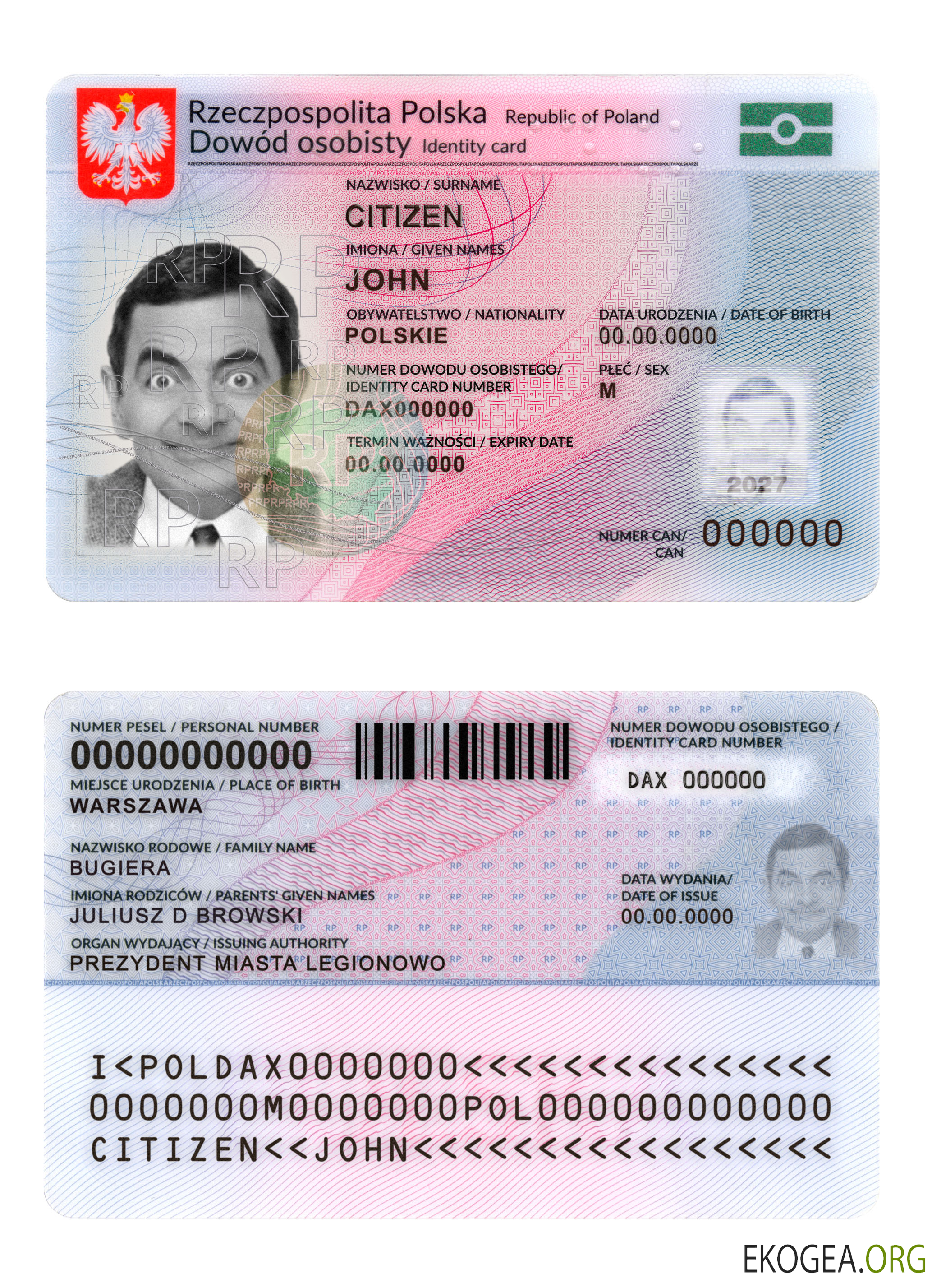 Carte d'identité de Pologne 2019 présent version 2